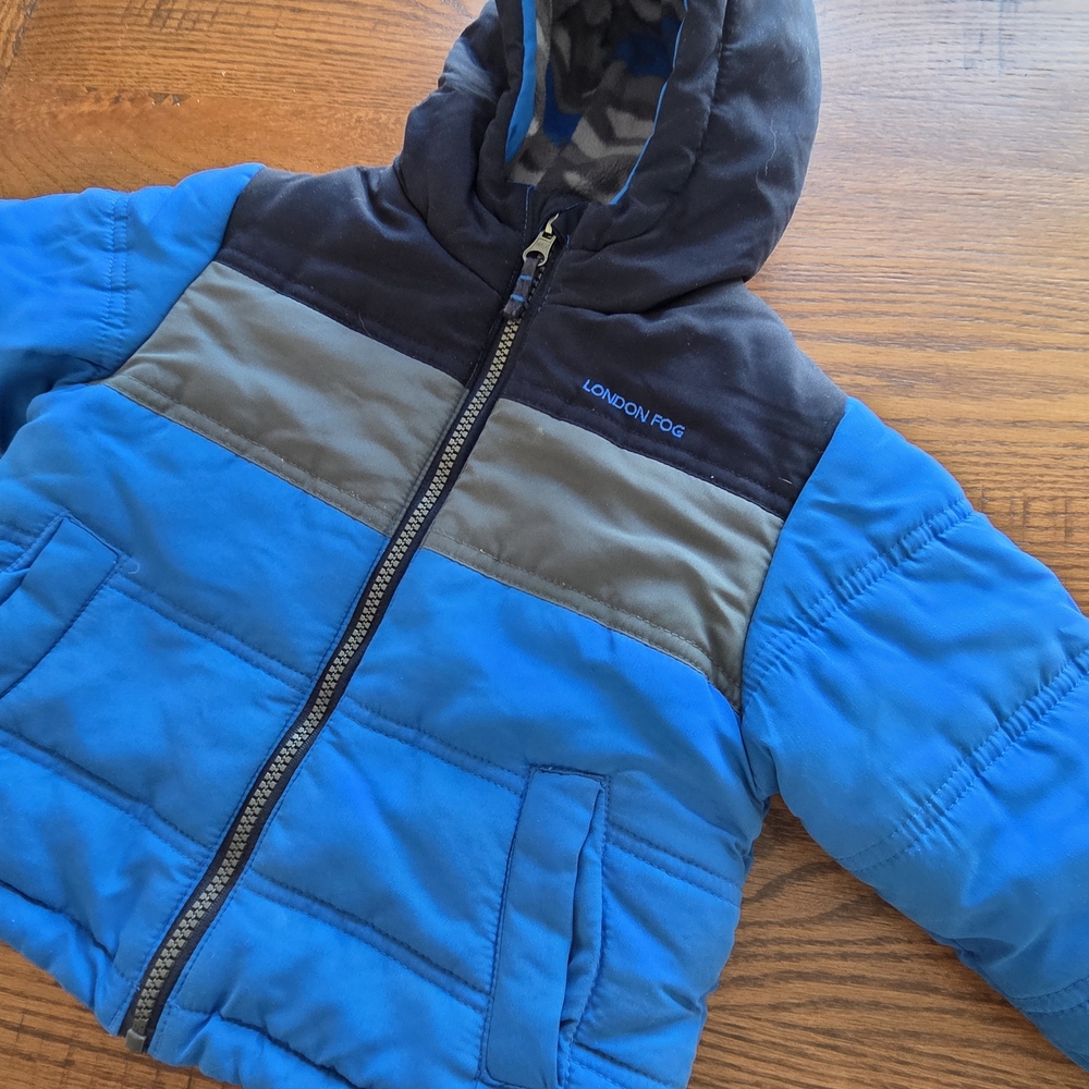London Fog Blue and Gray Puffer Jacket